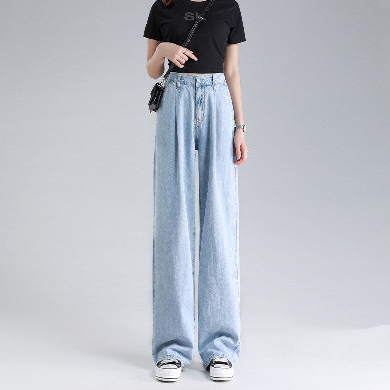 Tencel jeans wide leg pants for women in summer