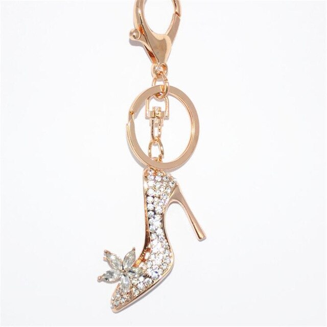 Rhinestone crystal high heels keychain