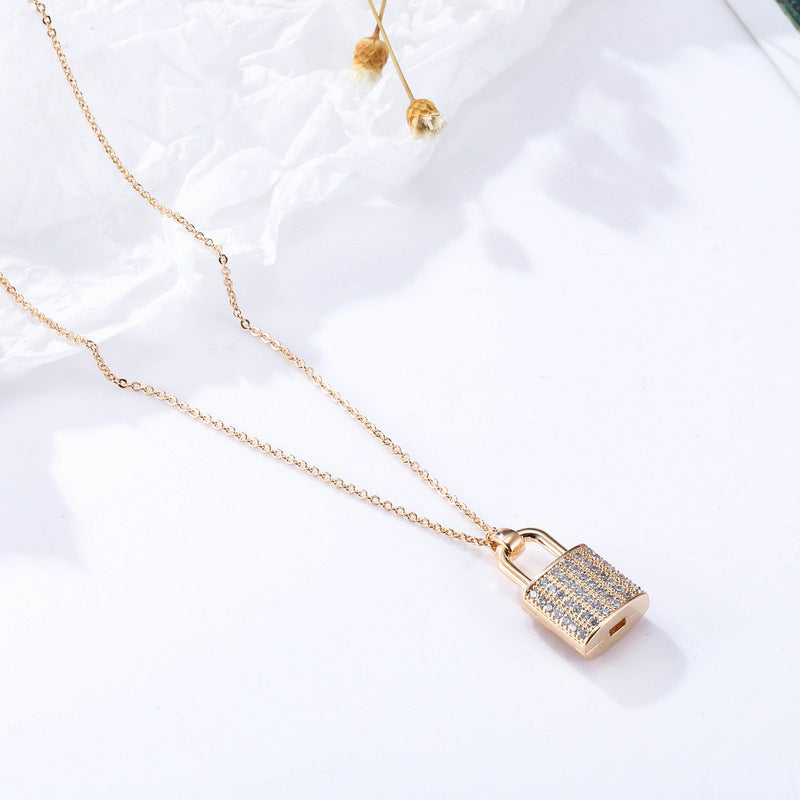 Zircon Lock Necklaces for Lover Luxury Necklace