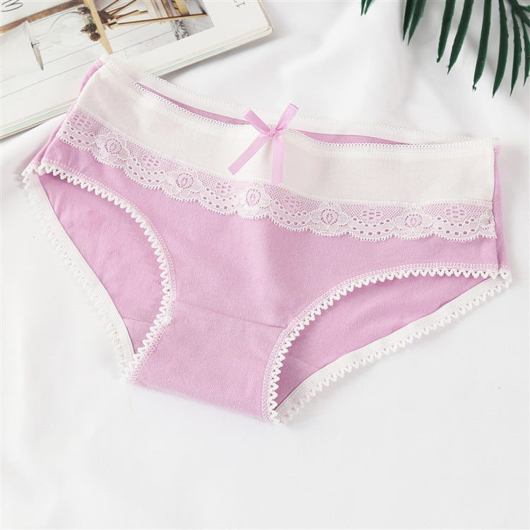 Candy Color Cotton Ladies Cute Bow Panties