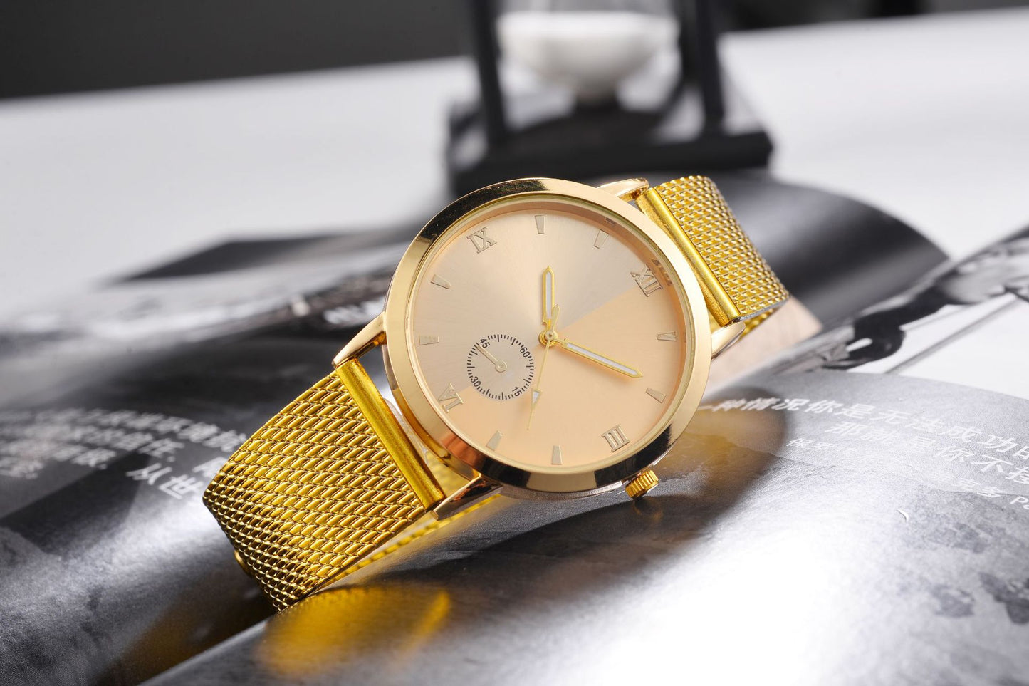 Quartz watch couple watch mesh belt watch