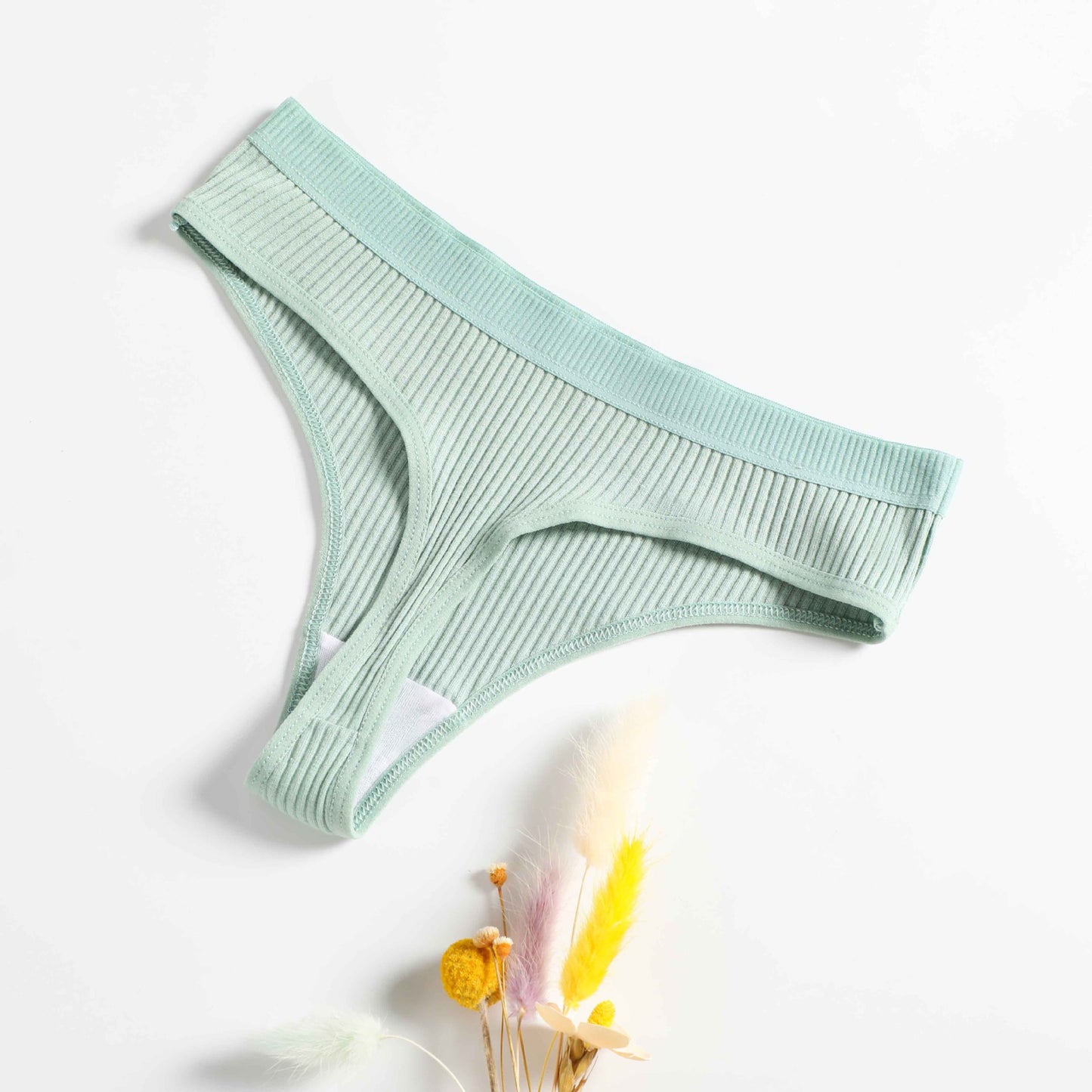 Women's Fashion Solid Color Cotton Ribbed Panties