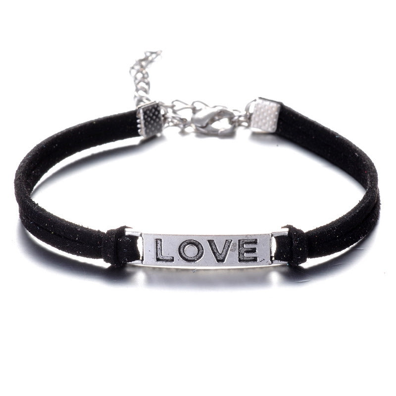 Horizontal love alloy bracelet for men and women