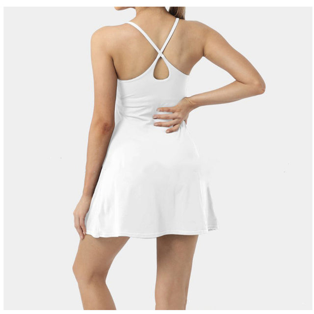 Tennis Dress Women Slip Dresses Sport Halter Skirt  Shorts