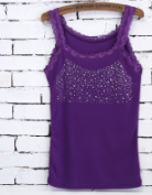 Lace Edge Starry Hot Drilling Tank Top Small Slip Top