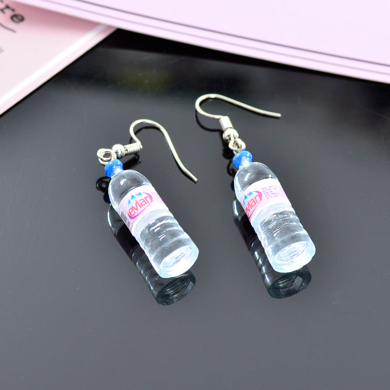 Vivid Little Mineral Water Bottle Pendant Silver Color Dangle Earrings Drop Earrings for Women
