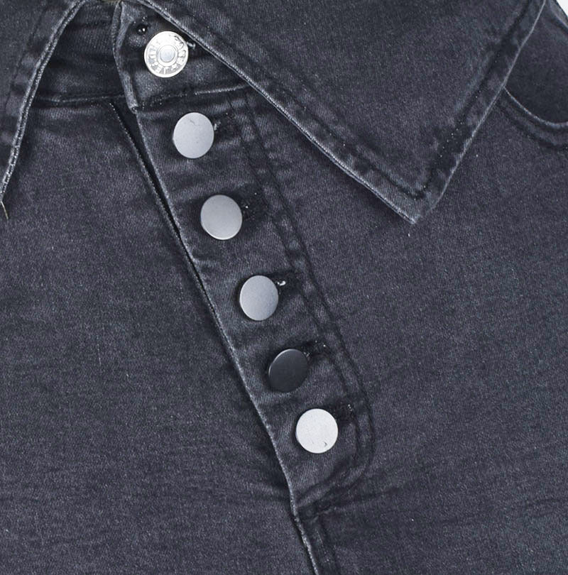 Button cuffed high-rise jeans