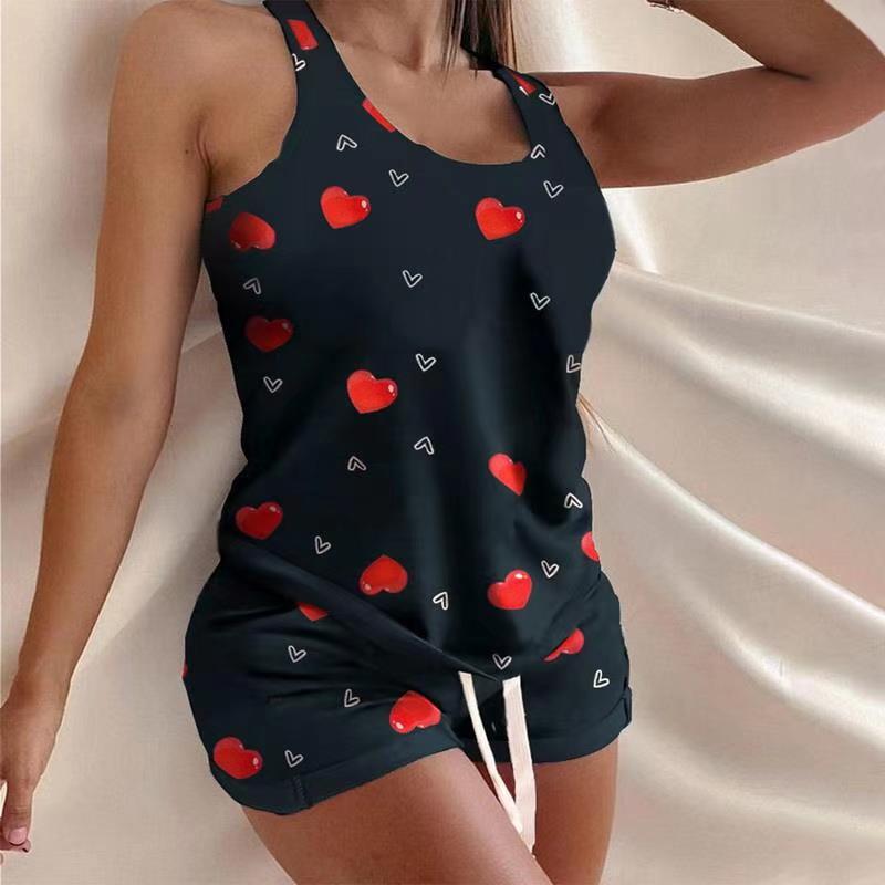 Tank Top Shorts Print Colorblock Fashion Casual Suit