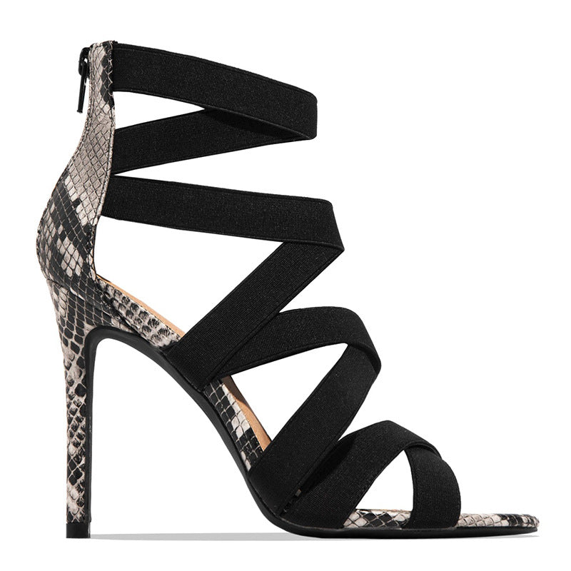 Sexy high heels with snake pattern