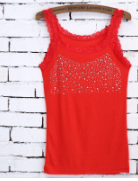 Lace Edge Starry Hot Drilling Tank Top Small Slip Top