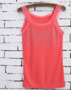 Lace Edge Starry Hot Drilling Tank Top Small Slip Top