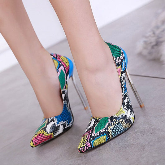 Snake print high heels