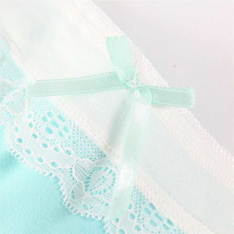 Candy Color Cotton Ladies Cute Bow Panties