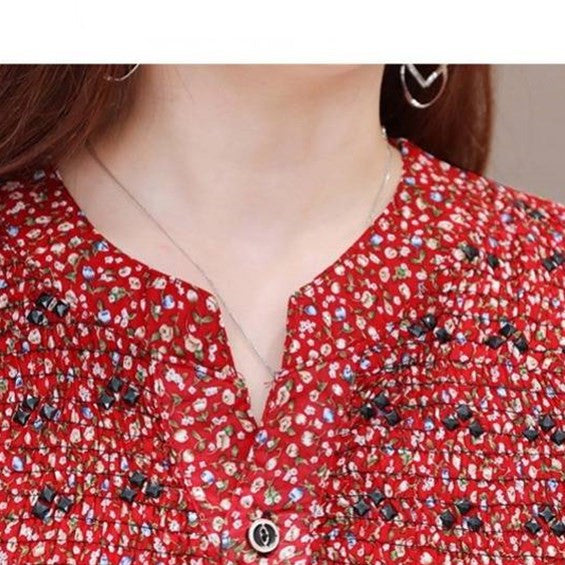 Ladies Western Style Floral Blouse Shirt