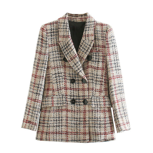 Plaid texture blazer women's clothing