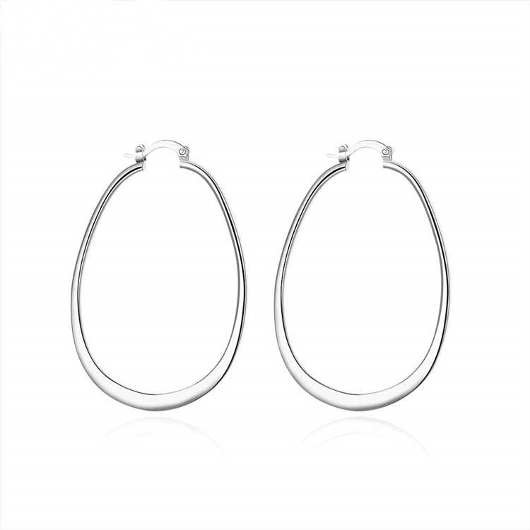 925 Silver Plated Hoop Earrings Female Big Ear Hoop