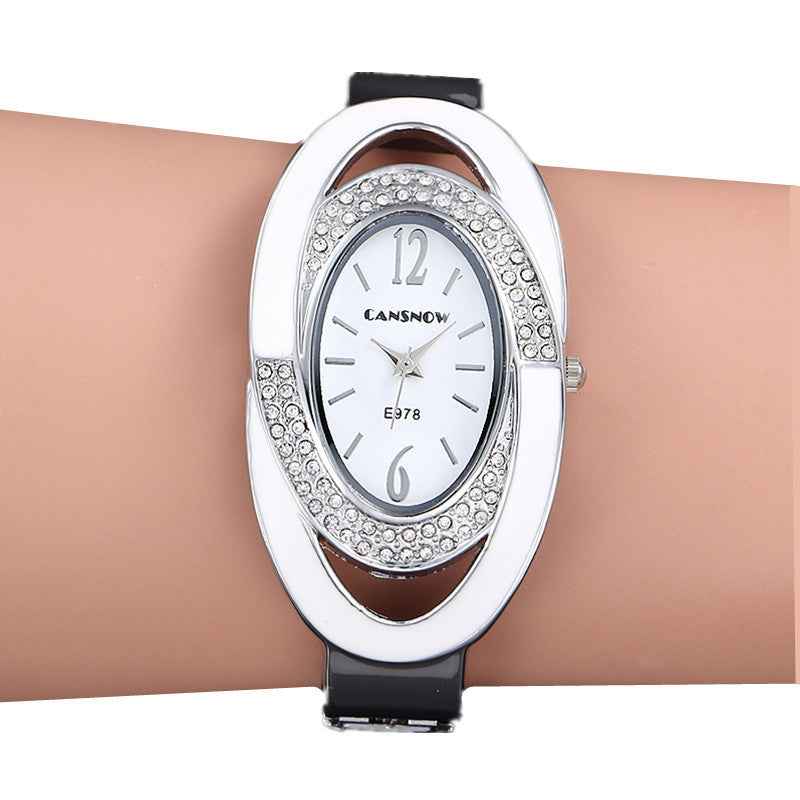 Diamond Oval Bracelet Women's Quartz Business Watch Women