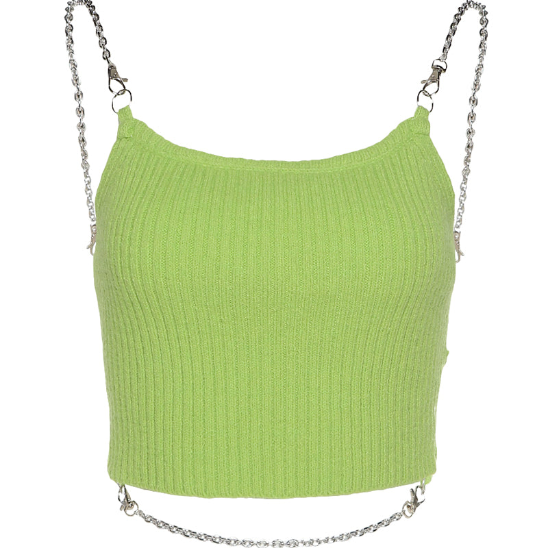 Tank Top With Chain Straps And Shoulder Straps