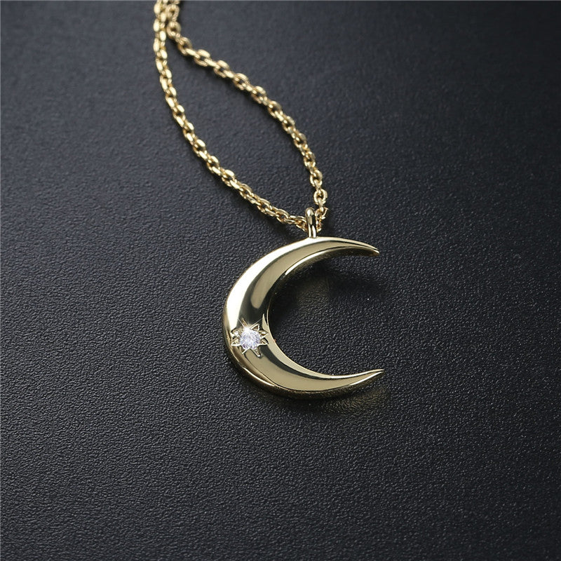 Crescent Necklace Zircon Necklace