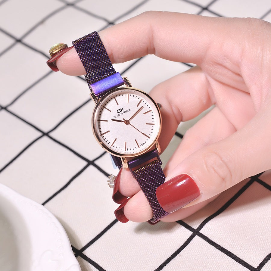 Simple waterproof mesh strap quartz watch women