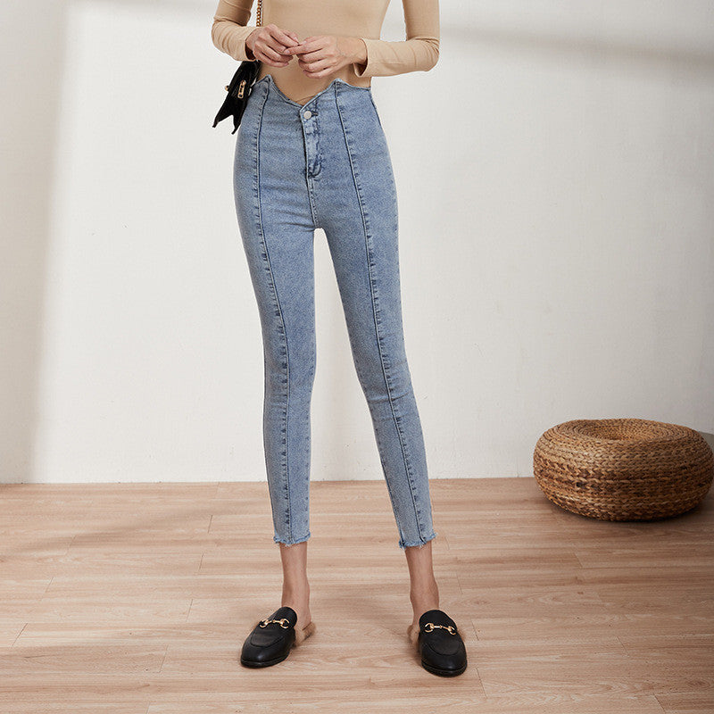 Korean Style High Waist Stretch Slim Jeans Women