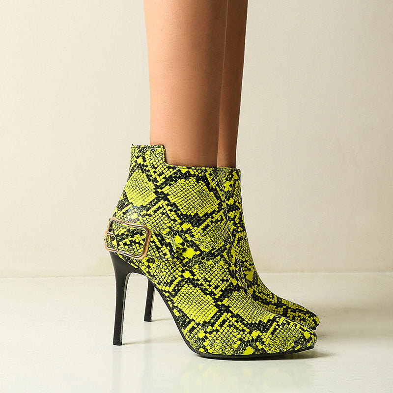 Snake print sexy super high heels