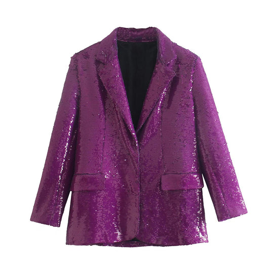 European And American All-match Sequined Loose Blazer