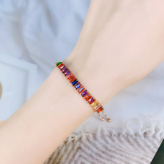 Boho Rainbow Tennis Bracelets For Women Adjustable Women's Bracelet Zircon Jewellry Friend Gift Wholesale Jewery