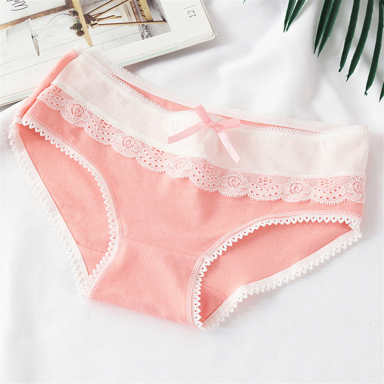 Candy Color Cotton Ladies Cute Bow Panties