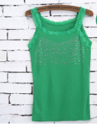 Lace Edge Starry Hot Drilling Tank Top Small Slip Top