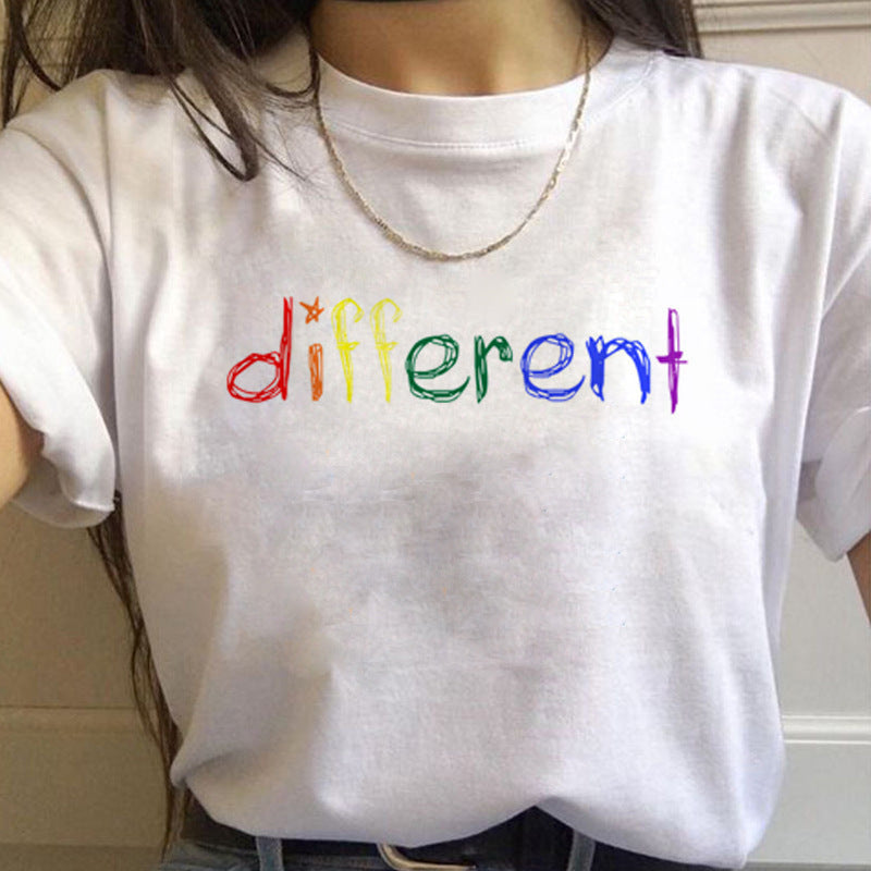 WomenT Shirts Gay Pride Rainbow Gay Short Sleeve Ladies T-shirt Girlfriends