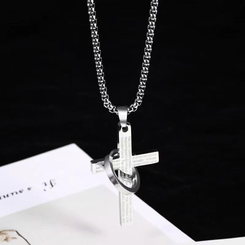 Fashion Jewelry Cross Scripture Ring Necklace