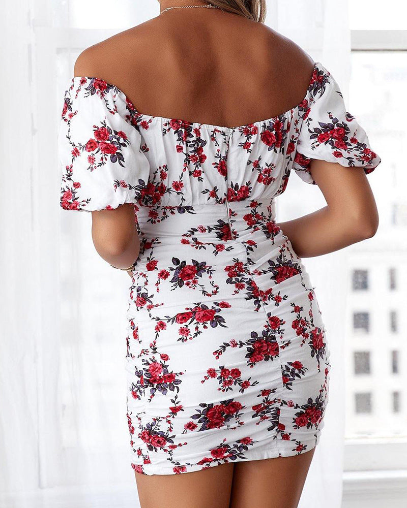 Printed sexy lace dress