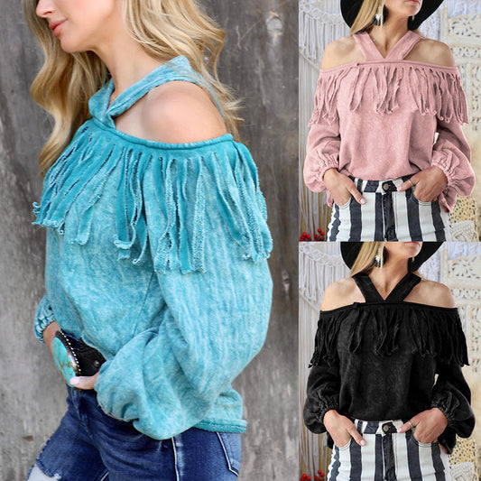 Fashion Sexy One-Neck Off-Shoulder Casual Ladies Blouse