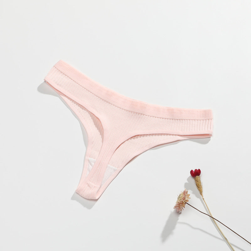 Women's Fashion Solid Color Cotton Ribbed Panties