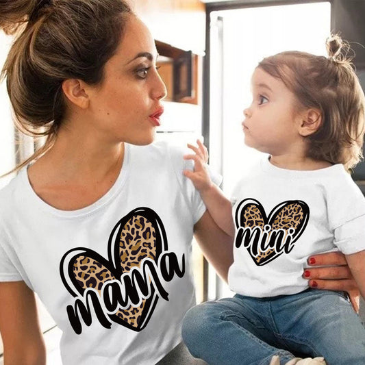 Graphic Leopard Print Love Parent-child T-shirt