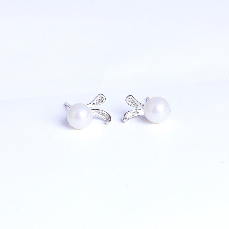 Rabbit Earring Jewelry 925 Silver Pearls Stud Earing For Kids Children